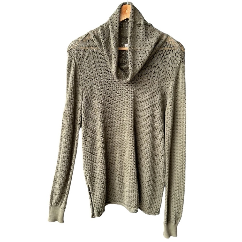 O’Neill Sweater Top Green Woven Knit Mock Neck Long Sleeve Beach Boho Sz Medium
